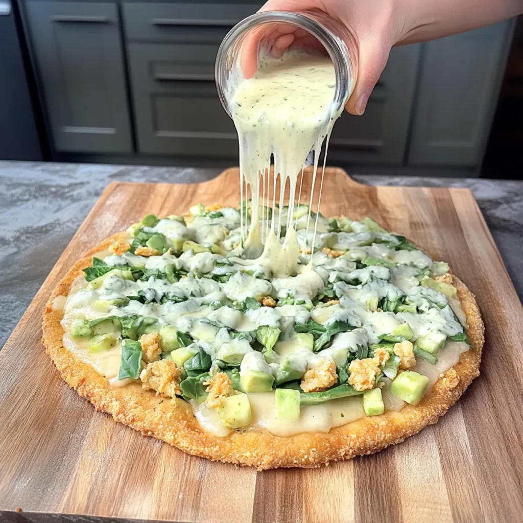 Home 49 Viral Chicken Crust Caesar Salad Pizza - Taylor Jackzen
