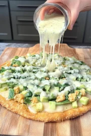 Viral Chicken Crust Caesar Salad Pizza - Taylor Jackzen